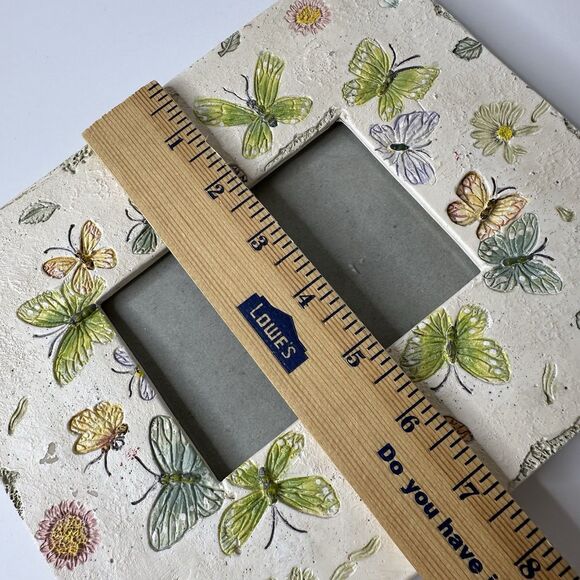 Butterfly Floral Picture Frame 3x4.5" Tabletop Rustic Garden Nature Cottagecore - Picture 12 of 15